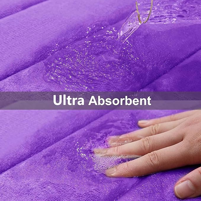 Buganda Memory Foam Bath Mat, 35.4" x 24", Ultra Soft and Non-Slip Bathroom Rugs, Water Absorbent and Machine Washable Bath Rug Runner for Bathroom, Shower, and Tub, Purple