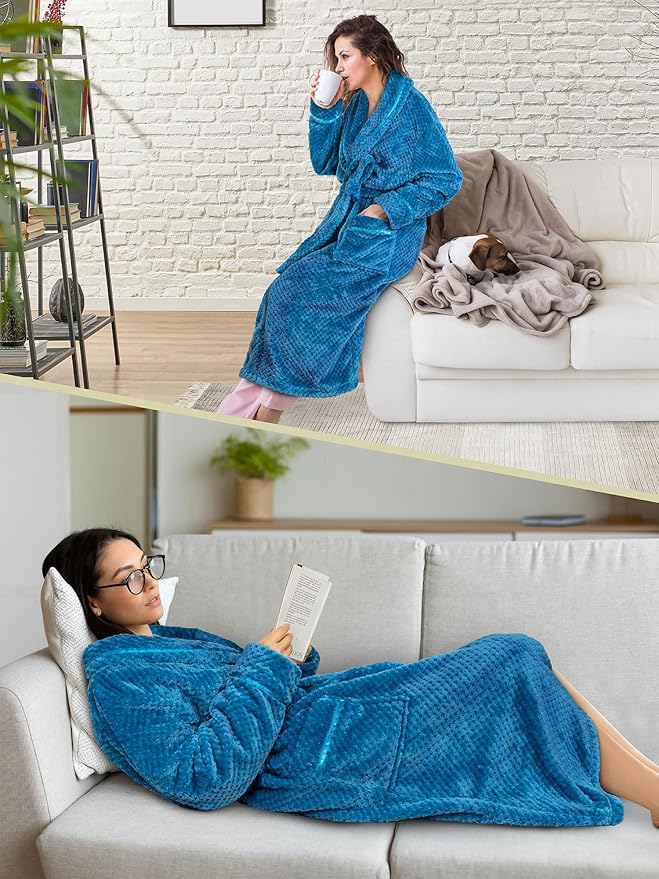 PAVILIA Women Plush Fleece Robe, Soft Textured Bathrobe, Lady Cozy Spa Long Robe