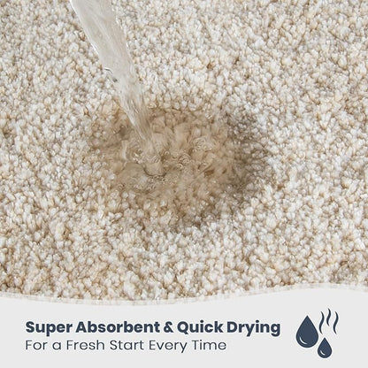 PURRUGS Bathroom Rug Non-Slip Machine Washable 24" x 60", Super Absorbent and Quick Dry Shaggy Microfiber Bath Mat, Extra Soft and Plush Bath Rug for Bathtub, Shower and Sink, Beige