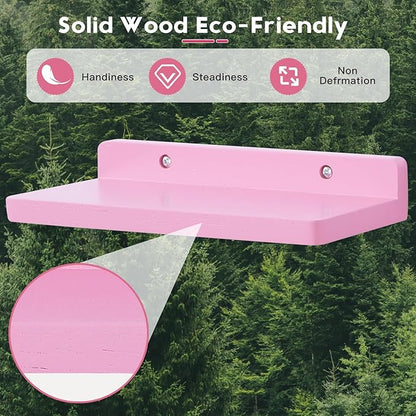 Small Floating Shelf,5 x 8.5 Inch,Set of 3 Small Wall Shelf for Bedroom Living Room Bathroom Kitchen Office (Pink)