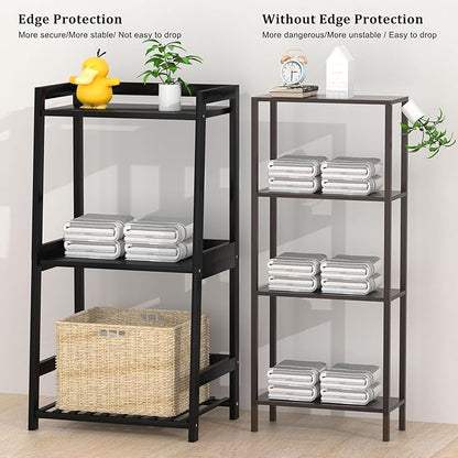 3 Tier Bamboo Bathroom Shelves, Ladder Shelf for Storage, Rustic Home Organizer, Space-Saving Design, Stylish Display Nightstand, Stylish Storage Solution for Home, Living Room, Kitchen