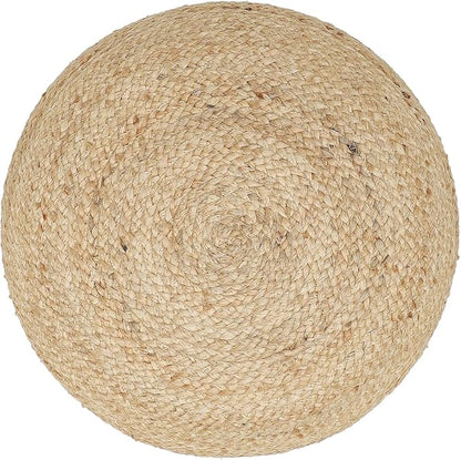 REDEARTH · Jute Circular Pouf Ottoman - Braided Pouffe Accent Sitting Round Footrest for Living Room, Bedroom, Nursery, kidsroom, Patio, Gym; 100% Jute Set of 2 (19.5"x19.5"x14"; Jute Natural)