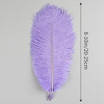 THARAHT Lavender Ostrich Feathers 12pcs Natural Bulk 8-10Inch 20cm-25cm for Crafts Wedding Party Centerpieces Flower Arrangement Easter Gatsbi and Home Decoration Feather