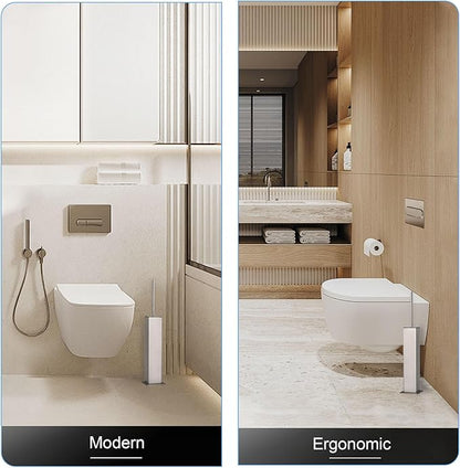 BVL Toilet Brush and Holder Set Brushed Nickel Stainless Steel 304 Square Freestanding Toilet Brush for Bathroom