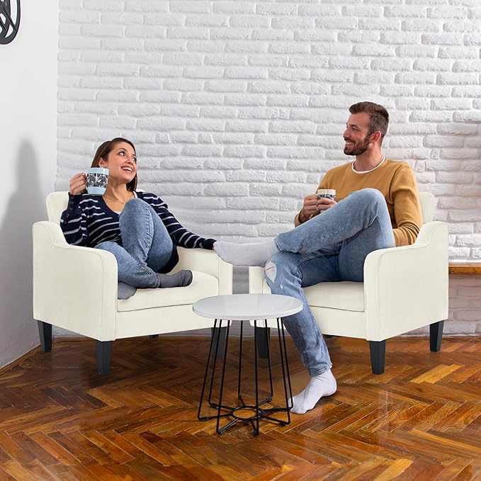 VINGLI Mid Century Modern Accent Chairs Set of 2, Comfy Armchair Chenille Sofa Upholstered Side Reading Chair for Living Room, Bedroom, Play Room, Apartment, Office