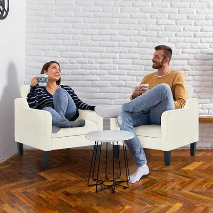 VINGLI Mid Century Modern Accent Chairs Set of 2, Comfy Armchair Chenille Sofa Upholstered Side Reading Chair for Living Room, Bedroom, Play Room, Apartment, Office