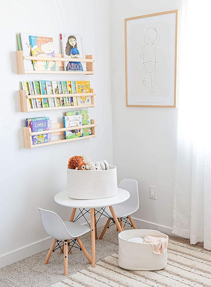 OrganiHaus Set of 3 Woven Storage Baskets for Organizing, Cotton Rope Organizer Bins for Shelves, Closet & Nursery, Dog Toy Basket, Decorative Bins for Toys, Towels & Books - 15x10x9, Off-White