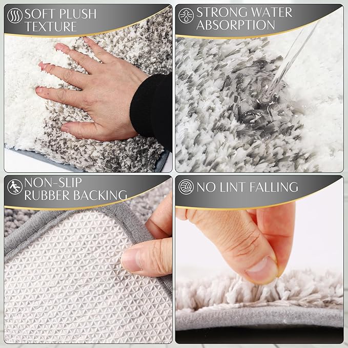 32PCS Bathroom Set Bathroom Sets with Shower Curtain and Rugs Grey Bathroom Accessories,Shower Curtain Set,Bathroom Rug Set with Bathroom Trash Can