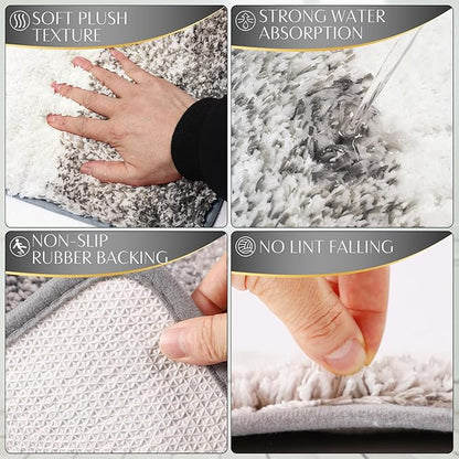 32PCS Bathroom Set Bathroom Sets with Shower Curtain and Rugs Grey Bathroom Accessories,Shower Curtain Set,Bathroom Rug Set with Bathroom Trash Can