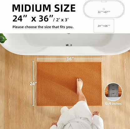 Bathroom Rugs Non Slip Washable, Super Absorbent Thin Bath Mat Quick Dry Low Pile Bathroom Rug, Orange 24"x36"