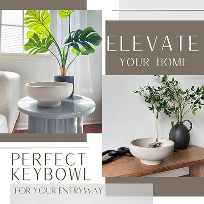 OAKOA Concrete Fruit Bowl for Kitchen Counter - Large Decorative Bowls for Home Decor - Modern Key Bowl for Entryway Table - Pedestal Bowl for Keys