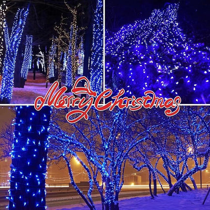 300LIGHTS(2*150L) Blue Extra-Bright with End Connectors Christmas Decorative Lights 19.44m UL Certified Mini String Light Set Waterproof for Home Garden Holiday Tree Party Patio Decor Wedding