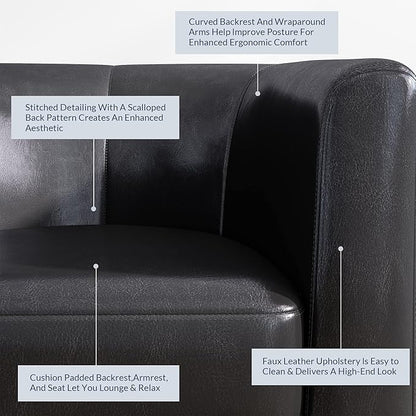 BELLEZE Accent Barrel Chair, Club Tub Sofa Corner Chair with Flared Legs and Cozy Soft Padding for Living Room Bedroom Waiting Room - Black