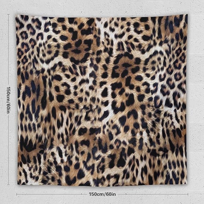 HZOHNAGO Leopard Print Tapestry Nature Wildlife Vintage Cheetah Fur Spot Animal Skin Wild Animals Spots Printed Wall Tapestry Painting Wall Hanging for Bedroom Living Room Dorm 60" W x 60" H