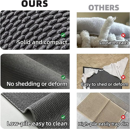 Bathroom Rugs Non Slip Washable, Super Absorbent Thin Bath Mat Quick Dry Low Pile Bathroom Rug, Dark Grey 20"x48"