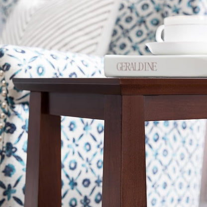 Delton 24 in. Solid Wood Recliner Wedge Side End Side Table with Shelf, Sienna Brown – Leick Home, 10402