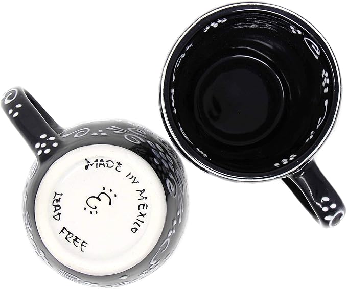 Encantada Handmade Hand-Painted Authentic Mexican Pottery Mugs (1-Pack, Ink)