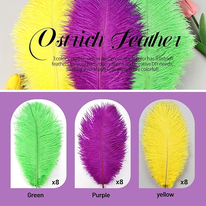 THARAHT Mix Colour Ostrich Feathers 12pcs Natural Bulk 10-12Inch 25cm-30cm for Wedding Party Centerpieces Easter Gatsbi and Home Decoration Feathers
