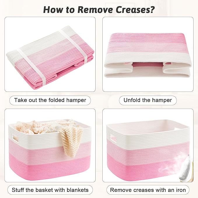 Blanket Basket,Rectangle Woven Baskets for Storage,100L Laundry Basket for Decorative Nursery Blanket,Toys,Dirty Clothes and Magazine in Shelves,Baby Room,and Living Room