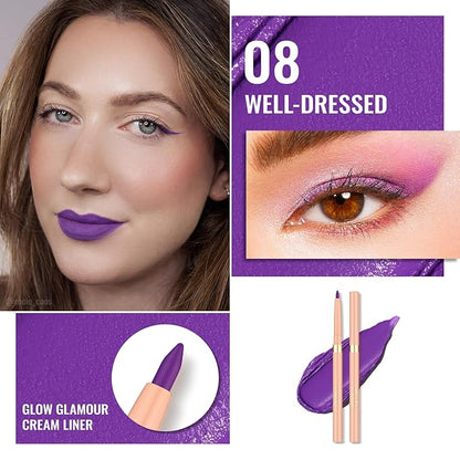 Oulac Waterproof Eyeliner Pencil Set - Smooth and Creamy, Retractable Eye Makeup for Precision Application, Vegan & Cruelty-Free, 08 Well-dressed+09 Sweet Taro+LL09 Lilac Love Pink