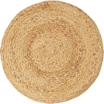 REDEARTH · Cylindrical Pouf Foot Stool Ottoman - Jute Braided Accent Sitting Footrest for The Living Room, Bedroom, Nursery, Patio, Lounge & Other Rooms in The Home (14.5”x14.5”x16”; Natural Ivory)