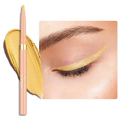 Oulac Yellow Eyeliner Pencil, Waterproof Retractable Eye Liner Pen, Smooth and Creamy Eye Makeup for Precision Application Vegan & Cruelty-Free, 12 Lemon Cake