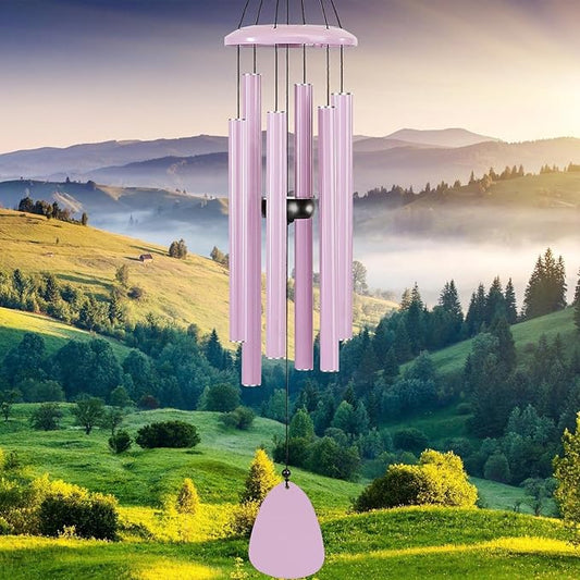 Wind-Chimes-Outdoor-Deep-Tone, Large Soothing Melodic Tones Windchimes, Wind Chimes for Outside, Memorial Wind Chime Best Gift for Mom Women Grandma Neighbors(32" Pink Coated Aluminum)