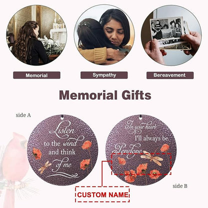 ASTARIN Dragonfly Wind Chimes for Loss of Loved One, Personalized Windchimes in Memory of a Loved One, Bereavement Gifts for Loss of Father Mother, 3 Size Deep Tone Wind Chime