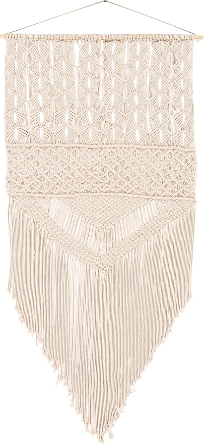 Mark&Day Wall Hanging, Tumeltsham Bohemian/Global Farmhouse Cream Tapestry Wall Hanging for Living Room, Bedroom, Office or Kitchen (60"H x 29"W)