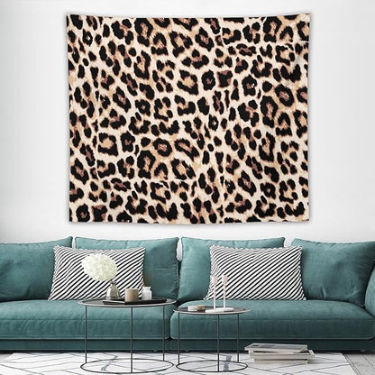 HZOHNAGO Leopard Print Tapestry Rustic Brown Leopard Wild Animal Printed Wall Tapestry Painting Wall Hanging for Bedroom Living Room Dorm 60" W x 50" H
