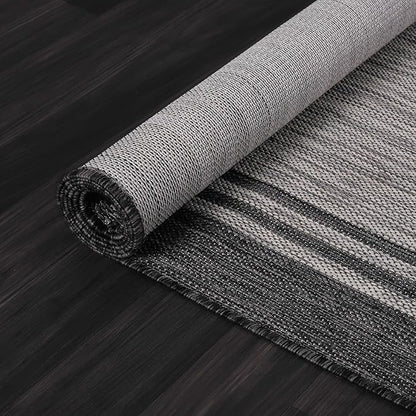 Bordered Outdoor Rug 10x14 Washable Outside Carpet for Indoor Patio Porch Waterproof Easy Cleaning Non Shedding Area Rugs Dark Gray 10 x 14