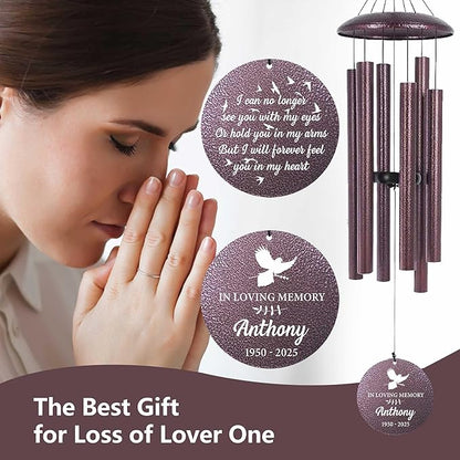 ASTARIN Large Engraving Wind Chime Memorial, Personalized Windchimes in Memory of a Loved One, Loss of Mother Lover Sympathy Gifts, Remembrance Gift for Loss Wife Husband(Produced in USA)