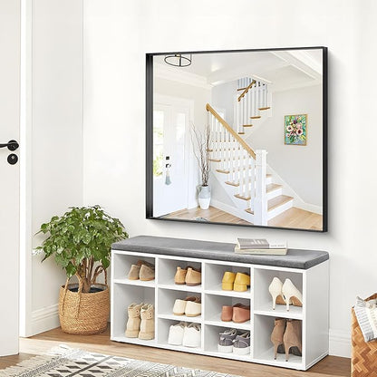 Black Bathroom Mirror, 42x42 Inch Rectangular Framed Mirror, Large Wall Mounted Bathroom Vanity Mirror Over Sink for Bedroom,Restroom, Living Room, Hangs Vertically or Horizontally