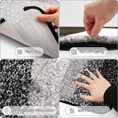 32PCS Bathroom Sets with Shower Curtain and Rugs,Bathroom Set Black Bathroom Accessories Black Shower Curtain Set with Bathroom Trash Can