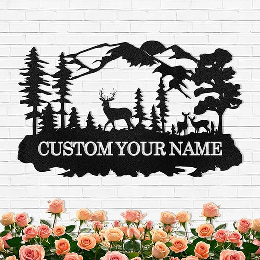 Custom Deer Metal Cabin Sign, Rustic Deer Wall Decor, Last Name Signs for Home, Custom Signs Outdoor Metal, Metal Wall Art, Hunting Decor, Hunter Gifts, Mountain Cabin Decor, Porch Sign