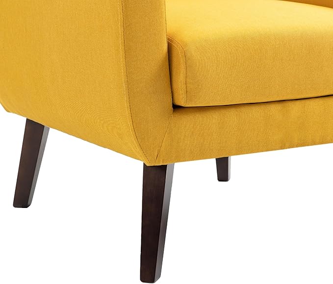 UIXE Accent Chairs Set of 2, Modern Armchair Upholstered Arm Chair in Fabric for Living Room, Comfy Single Sofa Seats Button Tufted Reading Seating, Yellow