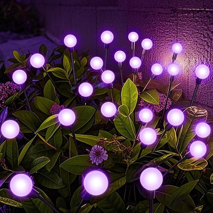 Solar Garden Lights Outdoor, Waterproof Solar Powered Lights for Yard Pathway Patio, Swaying Lawn Decor as Gardening Gifts for Women Holiday (Purple, 4 Pack)