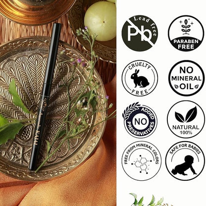 Tatsat Ayurvedic herbal Kajal | Natural, Lead-Free & Chemical-Free Eye Care | Soothing Formula for Everyday Use | Safe for All Skin Types | Made with Triphala, Chakshushya Herbs, Castor Oil etc