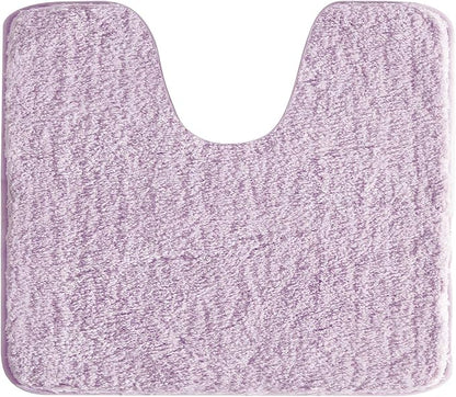 Suchtale Bathroom Contour Rug Non Slip Bath Mat Water Absorbent Soft Microfiber Shaggy Bathroom Mat Machine Washable Bath Rug for Bathroom Thick Plush U Shape Toilet Rug (20 x 24, Lavender)