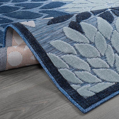 Beverly Rug Outdoor Runner Rug 2x7 Modern Floral Tropical Area Rugs for Indoor and Outdoor Patio Easy to Clean Non Shedding Living Room Porch Garden Washable Outside Carpet (2 x 7 Navy Blue)