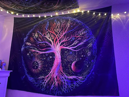 FORATER Tree of Life Tapestry Wall Hanging Colorful Life Tree Tapestries Aesthetic Sun and Moon Galaxy Wall Tapestry for Bedroom Living Room Dorm (61 x 82 Inch, Multicolor)