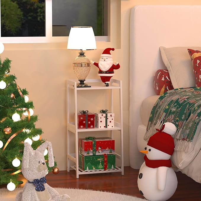 3 Tier Bamboo Bathroom Shelves, Ladder Shelf for Storage, Rustic Home Organizer, Space-Saving Design, Stylish Display Nightstand, Stylish Storage Solution for Home, Living Room, Kitchen