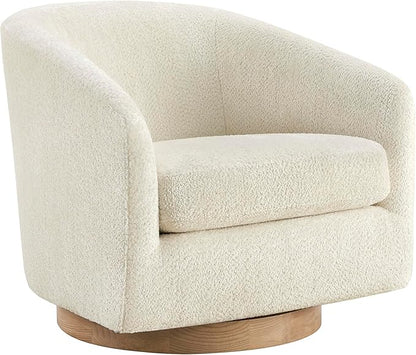 CHITA Swivel Accent Chair, FSC Certified Upholstered Fabric Barrel Chair for Living Room, Fully Assembled, Cream