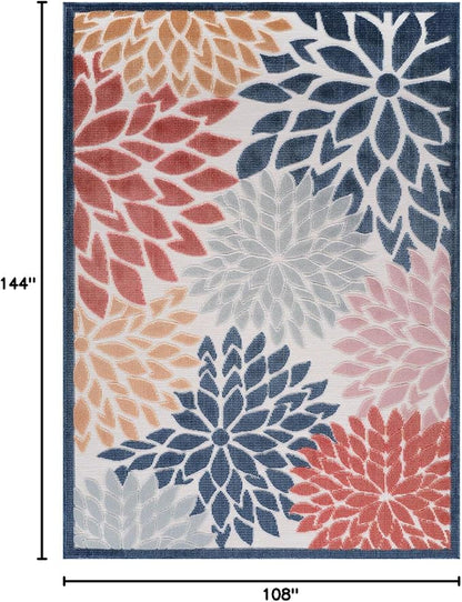 Beverly Rug Outdoor Rug 9x12 Large Modern Floral Tropical Area Rugs for Indoor and Outdoor Patio Easy to Clean Non Shedding Living Room Porch Garden Washable Outside Carpet (9 x 12 Multicolor)
