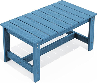 SERWALL Rectangle Outdoor Coffee Table, HDPE Patio Coffee Table, Navy