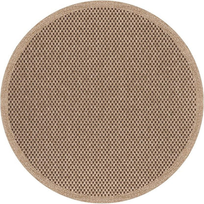 CAMILSON Easy Jute Round Rug 4ft Indoor Outdoor Natural Color Fiber Area Rugs for Living Room Patio and Kitchen Rug, Sisal Boho Woven Design Easy-Cleaning Washable Outside Carpet Alfombras (4 Round)