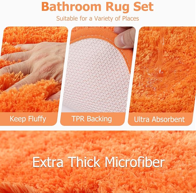 Bathroom Set,Bathroom Sets with Shower Curtain and Rugs Sequin Shower Curtain Set Orange Bathroom Rugs Sets Bathroom Decor