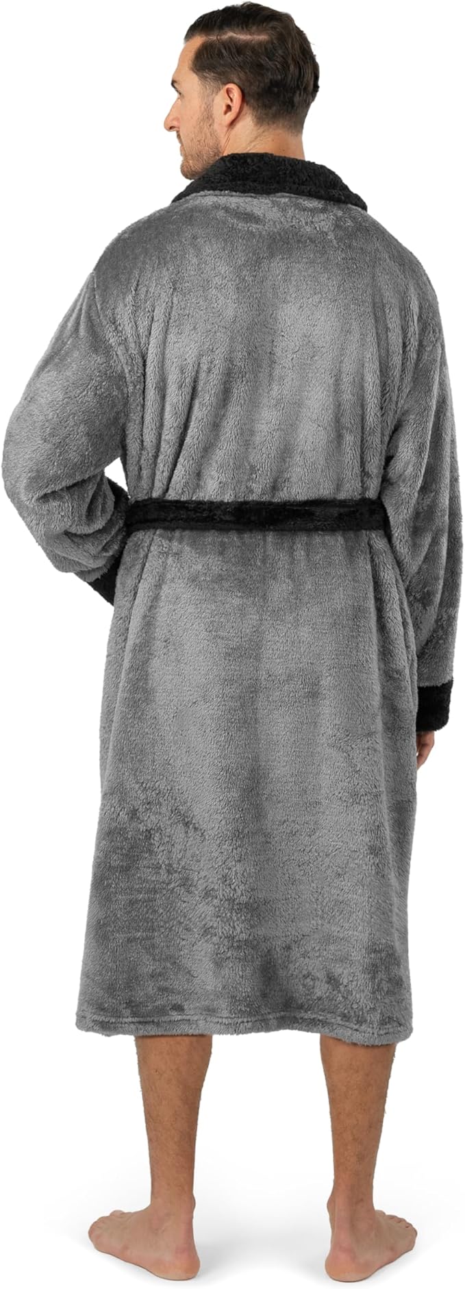 PAVILIA Mens Soft Robe, Plush Fluffy Fleece Bathrobe Men, Long Sherpa Shaggy Spa Robe