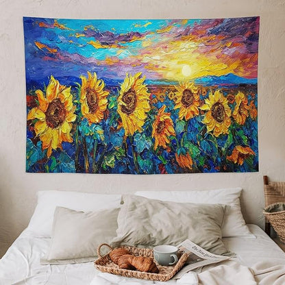 yowecso Sunflower Tapestry Sunset Flower Field Tapestry Wall Hanging for Bedroom Sunflower Tapestries Aesthetic Wall Decor for Home Dorm Living Room 40"x60"