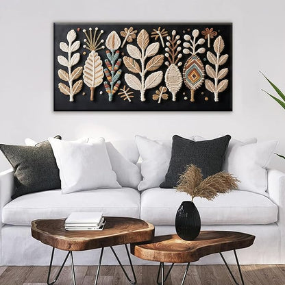 Tsomzxng Boho Black Wall Art Modern Wall Art Bohemian Feather Canvas Wall Art Decor For Apartment Dorm Living Room Bedroom Nursery Backdrop Home Wall Decor20 W X 40" L